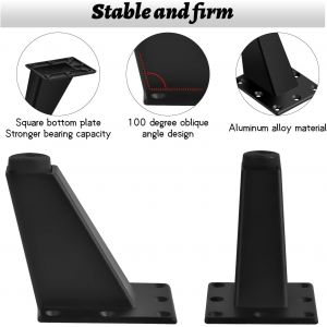 4Pcs Lourds Meubles en Métal Jambes Réglable pieds de la Table les pieds du Canapé, Oblique pieds de la Table avec Plaque de Montage et des Vis pour le Placard, de la Commode, 75mm Noir Mat - Neuf