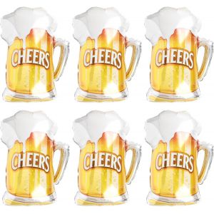 CAUC-6 Ballons Géants Bière en Aluminium, Ballons Verre Bière XXL Aluminium Hélium pour Bière Thème Fêtes Mariages Anniversaire Festivals Baby Shower - Neuf