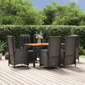 Prolenta Premium - Ensemble &Agrave; Manger De Jardin Coussins 7pcs Noir R&eacute;sine Tress&eacute;e - Neuf