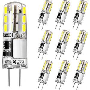 Kal-Ampoule G4 Led, 12v 1.5w Équivalent 20w Ampoule Halogène, Blanc Froid 6000k, 180lm, Sans Scintillement, Ampoule À Économie D'énergie Pour Lustre De Hotte Aspirante, Non Dimmable, Lot De 10 - Neuf