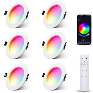 Lam(MS)pen 4x Spot encastré LED RGBW dimmable 10W, Bluetooth APP LED Spots Encastré RGB+blanc chaud+blanc froid Multicolore Downlight Smart Plafonnier 230V pour Couloir Salon Salle - Neuf