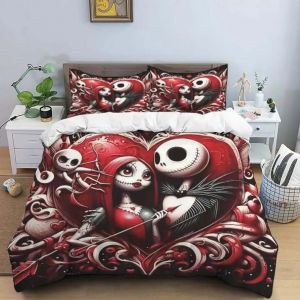 Parure De Lit Halloween Avec Motif Tête De Mort Et Imprime 3d, Housse De Couette, Decoration D'halloween, Pour Lit Simple, Double Ou King Size - Neuf