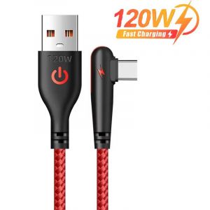 120w Usb Pd Câble De Charge Rapide Type C Cordon De Charge Rapide Pour Iphone Huawei Xiaomi Samsung 6a Usb C Chargeur Câble De Données Cordon-0.25m-Rouge - Neuf