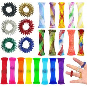 KAL-42 Pi&egrave;ces Anti Stress Enfant, Fidget Toys Anti Stress, Objet Anti Stress, Tubes Color&eacute;s En Maille, Jouets Sensoriels, Aux Personnes Souffrant De Troubles De L'Anxi&eacute;t&eacute; Li&eacute;s L'Autisme - Neuf