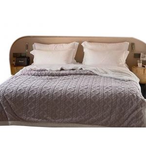 Plaid R&eacute;versible En Peluche 150x200cm, Gris Sherpa Polaire - Neuf