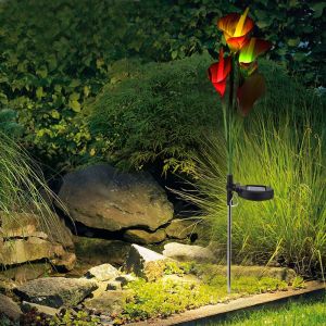 Hjlian Lampe De Pelouse A 4 Led A Energie Solaire, Style Calla Rose, Pour Jardin Exterieur Et Cour - Neuf