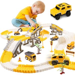 ERYI-Circuit Voiture Enfant, 305 Pièces Pistes De Course De Construction Pour Enfants, Jeu De Piste Flexible Et Voiture De Construction, Circuit Train Electrique Jouet Pour 3 4 5 6 Ans Garçons Filles - Neuf