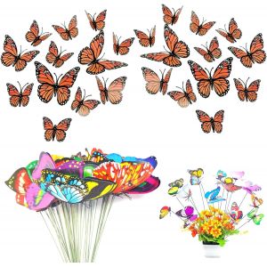 39 Pièces de Poteaux Papillon de Jardin,Autocollants Muraux Papillon Colorés 3D,Poteaux Papillon 3D Monocouche,Adaptés à la Décoration Végétale,à l'Extérieur,à la Décoration de Jardin - Neuf