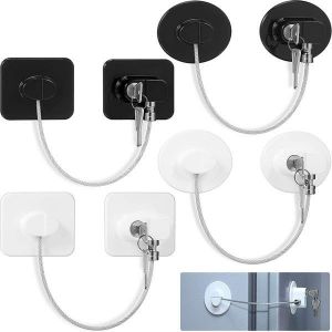 Lot de 4 verrous polyvalents pour réfrigérateur et armoire avec 8 clés - Sécurité enfant, installation facile, conception durable pour la sécurité de la maison - Neuf