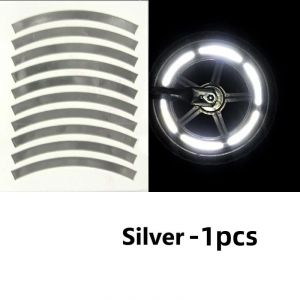 Autocollant réfléchissant coloré pour pneus,autocollant réfléchissant pour vélo d'équilibre pour enfants,autocollant de roue,accessoires de vélo - Type Silver-1pcs - Neuf
