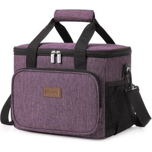 Tianyi-Sac Isotherme Repas 15l(24 Canette), Grand Glaciere Souple Isothermes Homme Et Femme, Portable Lunch Bag Box, Sacs Dejeuner Pour Travail, Pique Nique, Plage, Violet - Neuf