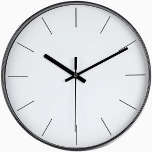 Horloge murale minimaliste de 30 cm, silencieuse (sans tic-tac), style moderne et &eacute;l&eacute;gant, pendule &agrave; piles avec mouvement &agrave; quartz, lecture facile, d&eacute;coration - Neuf