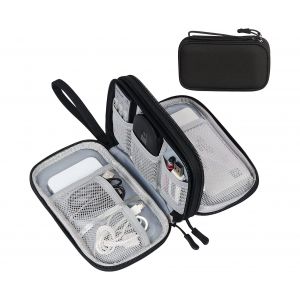 Sac de rangement électronique compact à double couche pour voyage - Pochette étanche pour câbles avec poches en filet - Neuf
