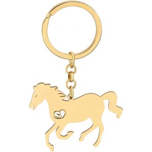 Kal-Alliage Cheval Running Porte-Cl&eacute;s Accessoires &Eacute;mail Licorne Bijoux Pour Les Femme Filles Car Wallet Charms (Or 18k Acier Inoxydable) - Neuf
