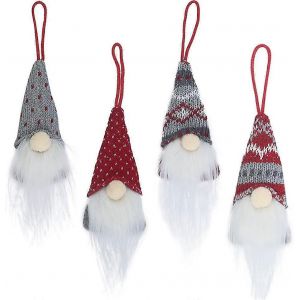 Arbre Suspendu Gnomes Ornements Ensemble De 4, Fait &Agrave; La Main Su&eacute;dois En Peluche De Vacances Gnome De No&euml;l - Neuf