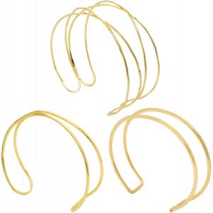 Eryi-Femme Bracelet Bijoux Haut Du Bras 3 Pièces Bracelet Minimaliste Simple Et Réglable Accessoires Manchette En Or Bangle Métal De Bras Superposé Pour Fêtes Festivals Et Styles Punk - Neuf