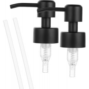 KAL-Lot De 2 Pompes De Rechange En Acier Inoxydable Pour Distributeur De Savon Et Lotion Avec Tuyau De 18 Cm - Réutilisable - Anti-Rouille - 28 Mm - Pour Cuisine Et Salle De Bain (Noir) - Neuf
