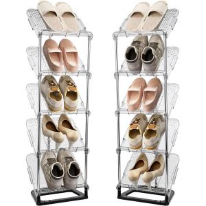 Kgabery-Étagère Chaussure À 5 Niveaux,Range-Chaussure,Porte-Chaussure,Meuble De Rangement,Tour À Chaussures Pour Petits Espaces,Gain De Place Pour Entrée,Salon,Chambre,Dressing - Neuf