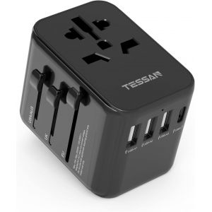ERYI-Adaptateur Voyage, Adaptateur Prise Universelle Avec 3 Usb Et 1 Usb C, 2500W Prise Universel France Vers Usa Uk Canada Thailande Australie Japon, Noir - Neuf