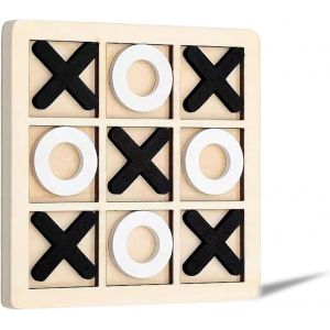 Sansh-Jeu De Morpion En Bois Jeu De Société Xo Jeu D'échecs Léger Fabriqué À La Main Jeu De Dames De Voyage Jeux De Société Familiaux Double Bataille En Bois Jeu Interactif Parent-Enfant - Neuf