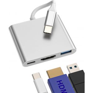 TTA-Adaptateur USB C vers USB 3.0 HDMI Thunderbolt 4(3en1) Hub USB-C Chargeur Jack Dock Apple iPhone 15 Pro Max iPad Macbook Docking Station Alimenté Port Compatible pour Samsung Huawei Xiaomi Redmi - Neuf