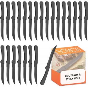 Couteaux À Steak Noir 24 Pieces Taille 22 Cm Lavable Au Lave-Vaisselle Couteau Viande Noir - Neuf