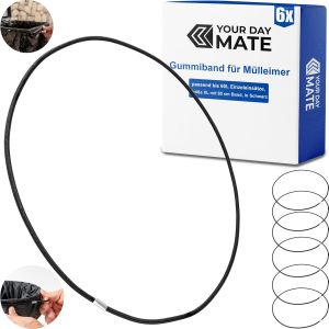 Elastique Universel Pour Poubelles, 6 Pi&egrave;ces, Taille M, Adapt&eacute; Aux Poubelles Jusqu'&Agrave; 30L, Compatible Avec Les Poubelles Wesco, Anneau &Eacute;lastique De 50 Cm, Rubans Pour Poubelles En Caoutchouc - Neuf