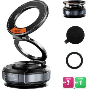 Support magn&eacute;tique mobile pour voiture, version mise &agrave; jour avec ventouse en alliage de zinc, pliable et portable &agrave; 360 &deg;, rotation pour t&eacute;l&eacute;phone portable, 98 lbs, compatible avec tous les mod&egrave;les de - Neuf