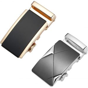 2 Pcs Boucle De Ceinture Automatique En Alliage À Cliquet, Boucle De Ceinture Automatique Pour Hommes, Ceinture En Cuir Pour Hommes Uniquement, Remplacement Automatique De Boucle De Ceinture En Cuir - Neuf