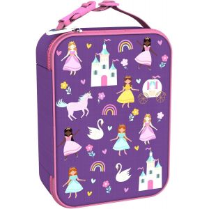 KGABERY-Sac À Déjeuner Isotherme,Fermeture Éclair 3 Côtés,Poche Pour Bouteilles,Lavable,Polyester,Imprimé Princesse - Neuf
