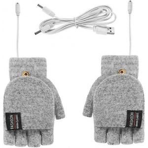 Gants Chauffants Usb,Mitaines D'hiver Chauffantes Double Face Gants Chauds Pour Ordinateur Portable,Mitaines Unisexes Gants Tricotés Sans Doigts,Gants D'hiver Thermiques - Neuf