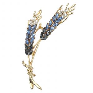 Broches En Strass En Forme D'&eacute;pi De Bl&eacute; Pour Femme, &Eacute;pingle &Agrave; Revers Florale En Cristal Bleu Pour Robe, Manteau, Chapeau Et Sac - Neuf