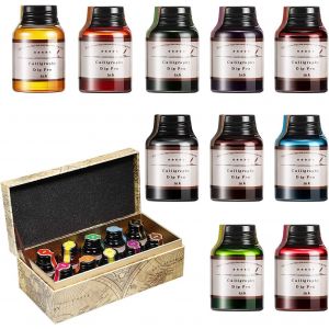Jexnovashop-Gc 10 Flacons D'encre De Calligraphie Couleur De 20 Ml - Recharge D'encre Sans Carbone Pour Stylo Plume - Pour Écriture, Dessin, Journal Gc-710 - Neuf