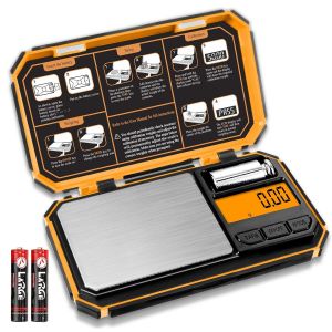Balance De Pr&eacute;cision 200g/0.01g,Balance De Poche,Balances De Bijoux,Petite Balance Grammes,Balance Herbes,Portable Balances Poudre,Balances De Cuisine Num&eacute;rique Voyage (Pile Incluse)-Orange - Neuf