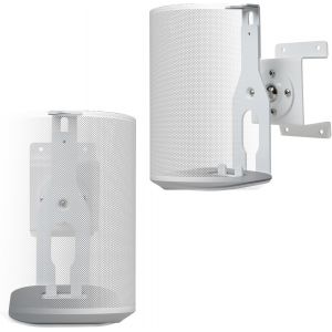 M&eacute;tal Lot De 2 Supports Muraux Compatible Avec Sonos Era 100,Sonos One,One Sl Et Play:1 Orientable Jusqu'&Agrave; 360&deg;,Inclinable -70&deg;/+70&deg; Rotation Sans Vis De R&eacute;glage Blanc - Neuf
