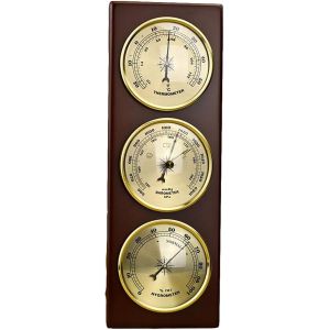SUBZONAL-Station M&eacute;t&eacute;o Barom&egrave;tre&iquest;thermom&egrave;tre Et Hygrom&egrave;tre avec Base en Bois Pas De Piles N&eacute;cessaires Barom&egrave;tres Instruments M&eacute;t&eacute;orologiques Station M&eacute;t&eacute;o Analogique Barom&egrave;tres pour La Maison - Neuf