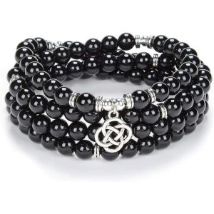 Eryi-Idées Cadeaux Celtiques 108 Perles De Pierre Mala Bracelet Collier En Cristal Avec Noeud Infini Porte-Bonheur - Neuf