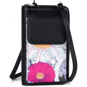 RFCBC-Mini sac à bandoulière pour femme Porte-monnaie avec motif de fleurs ethniques, compartiment pour téléphone portable, protection RFID, Crossbody Bag 02012378 - Neuf