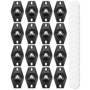 16 Pack Self Adhesive 360&deg; Mini Swivel Caster Wheels for Furniture Storage Boxes,Kitchen Utensils and Trash Bins (Black) - Neuf