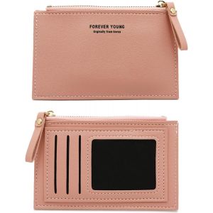 TRAHOO-Porte-Monnaie Femme Multi-Slot en PU Cuir - Petit Portefeuille pour Homme et Femme (Rose) - Neuf