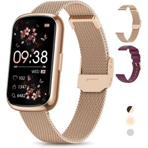 Montre Connect&eacute;e Femme, 1.47"" Bracelet Connect&eacute;e, 24 Sports, 24H Fr&eacute;quence Cardiaque, SpO2 Sommeil Fonction F&eacute;minine IP68 &Eacute;tanche Smartwatch Podometre Trackers d'Activit&eacute; pour Android iOS Or - Neuf