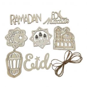 10pcs Pendentifs Eid Inachev&eacute; Bois Art Artisanat D&eacute;coration Domestique - Neuf