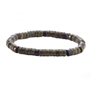 Bracelet Perles Heishi Jaspe Sang De Dragon - Neuf