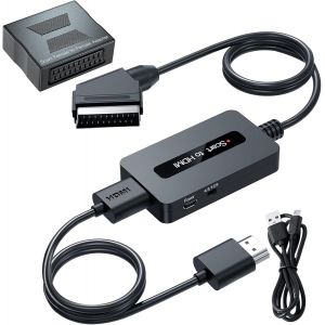 Convertisseur Péritel Vers Hdmi Avec Adaptateur Femelle + Câble - Prise En Charge 4 : 3 Et 16 9 Commutateur De Sortie Pour N64/Wii/Ps2/Xbox/Dvd/Stb - Neuf