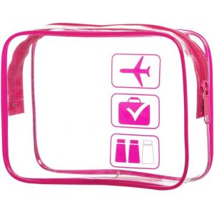 MAA-Trousse de toilette de voyage transparente u2013 Trousse de maquillage transparente avec fermetures éclair en PVC étanche u2013 Trousse de toilette pour homme et femme, rose rouge - Neuf