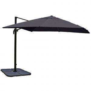 Parasol D&eacute;port&eacute; 3 X 4 M &Oslash; Env. 5 M Aluminium Et Polyester Anthracite Rotatif Avec Pied 04_0007979 - Neuf