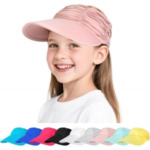 Visiere Casquette À Large Bord Pour Filles De 4 À 12 Ans,Chapeau De Soleil Anti-Uv Protection Solaire,Casquette De Plage Légère Et Respirante,Chapeau Pour Refroidir La Tête Chapeau D'été.[Z1538] - Neuf
