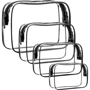 KALANKA-4 Pièces Trousses de Toilette Transparente,PVC Étanche Trousse de Maquillage,Sac de Toilette,Pochette Transparente Voyage avec Glissière pour Les Hommes,Femme(Petit/Moyen/Grand) - Neuf