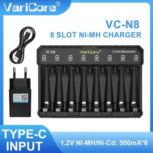 Varicore Aa Chargeur De Batterie 8 Emplacements Vc-N8 N4 Led Autonome Pour 1.2v Ni-Mh Aa/Aaa Piles Rechargeables Usb 5v 2a C--Vc-N8-5v-2a-Eu - Neuf