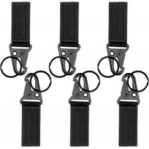 Jgd-Sangle En Nylon Tactiques Avec Porte Cl&eacute; Mousqueton De Ceinture Multifonctionnel Sac &Agrave; Dos Boucle Clip Crochet Pour Camping Randonn&eacute;e Activit&eacute; De Plein Air 6 Pi&egrave;ces (Noir) - Neuf